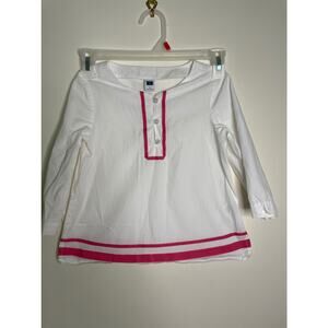 Janie and Jack Girl's Tunic White Cotton Top Pink Stripe Size 6